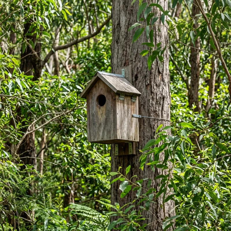 Animal nesting box installed as a humane alternative to a Seabrook roof cavity