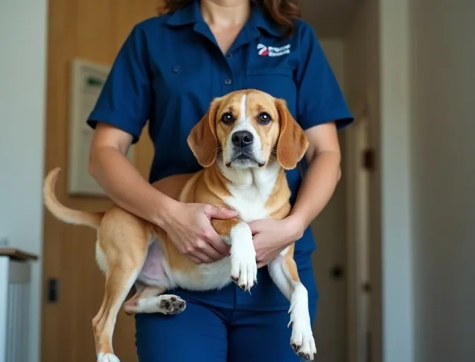 Technician respectfully transporting a deceased dog in Seabrook